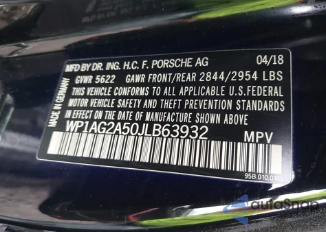 2018 Porsche Macan Gts z USA, uszkodzony, nr VIN WP1AG2A50JLB63932